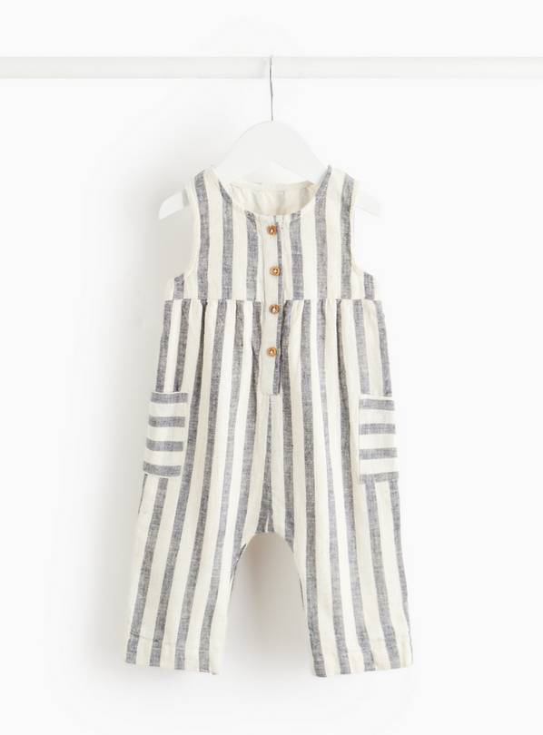 Grey Stripe Sleeveless Woven Romper 12-18 months